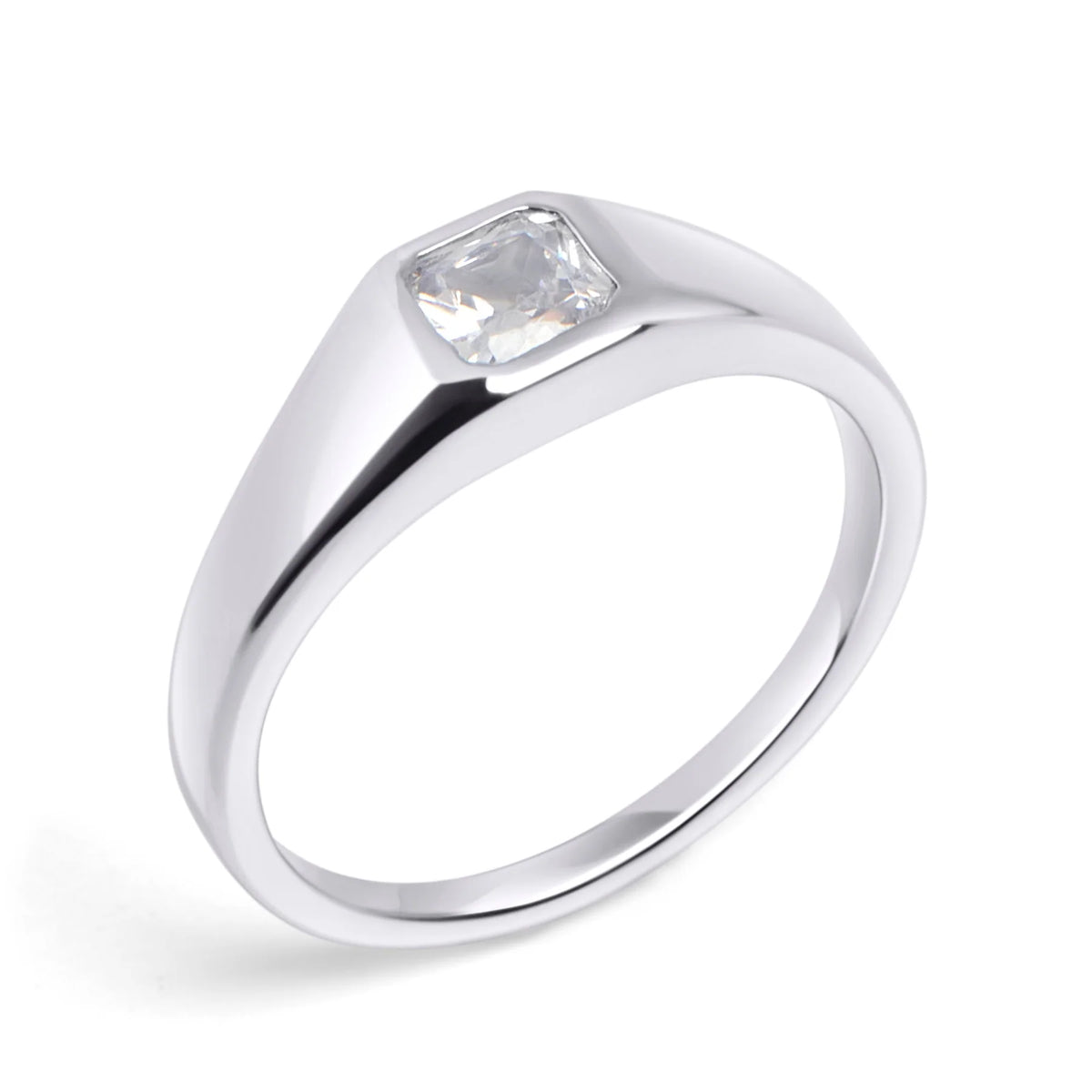 BAGUE EN ACIER INOXYDABLE AVEC ZIRCON CARRE