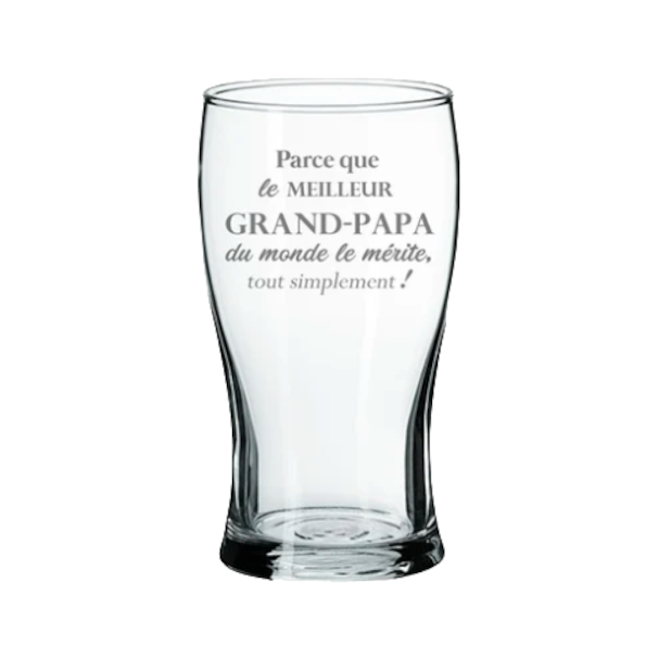 VERRE A BIERE "MEILLEUR GRAND-PAPA DU MONDE LE MERITE SIMPLEMENT"