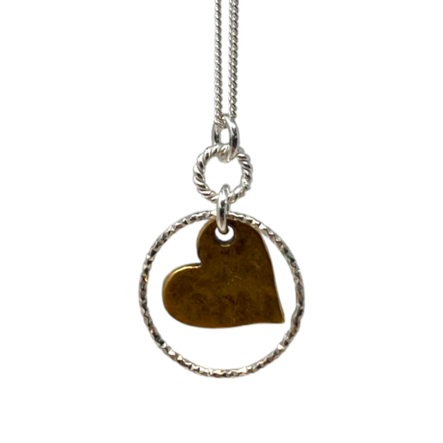 PENDENTIF COEUR VERMEIL DANS CERCLE ARGENT HOWLING DOG