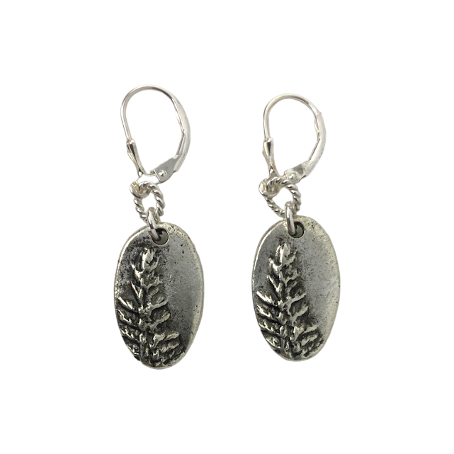 BOUCLES D'OREILLES MÉDAILLON FEUILLE EN ARGENT HOWLING DOG