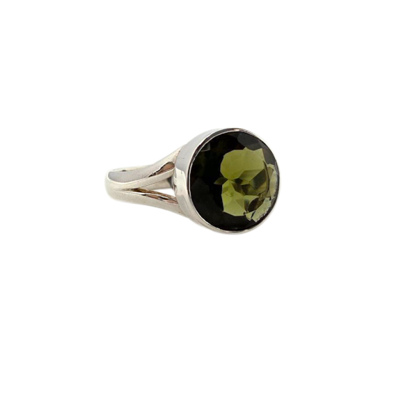 BAGUE EN ARGENT STERLING AVEC PIERRE MOLDAVITE | LIBRAIRIE BOUTIQUE VÉNUS