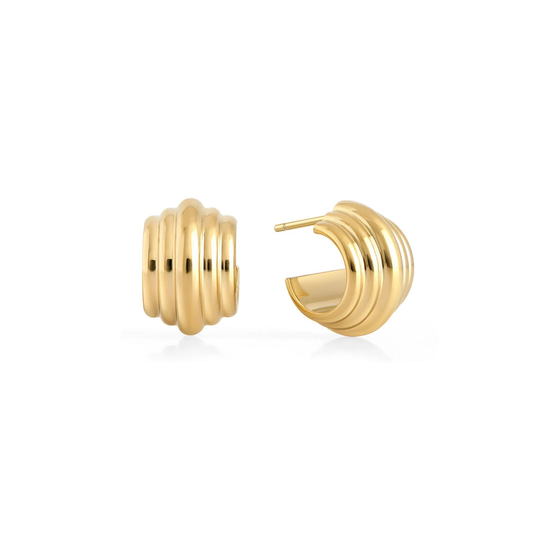 BOUCLES D'OREILLES ANNEAUX EN ACIER INOXYDABLE DORE JACKIE MIA BIJOUX