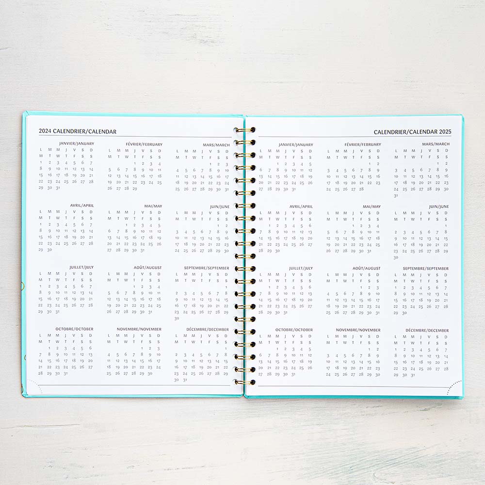 AGENDA ANNUEL 2025 KIBO OR BLEU - CALENDRIER ANNUEL