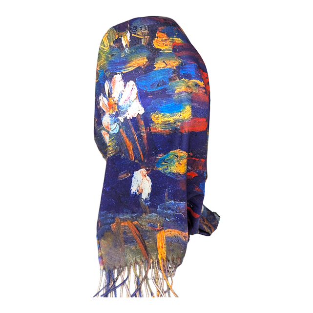 FOULARD IMPRIME DEUX COTES FLEURS LOTUS