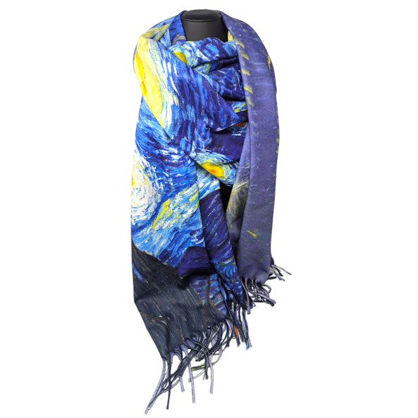 FOULARD IMPRIME DEUX COTES NUIT ETOILEE VAN GOGH