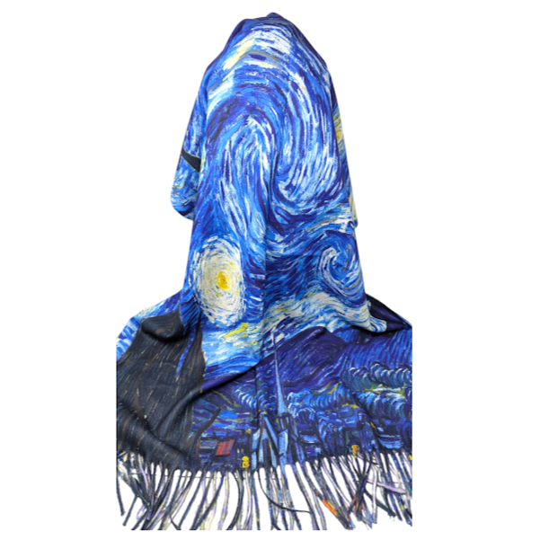 FOULARD IMPRIME DEUX COTES NUIT ETOILEE VAN GOGH