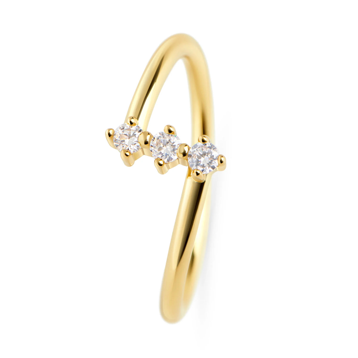 BAGUE MATHILDA II EN ACIER INOXYDABLE ET 3 ZIRCONS | MIA BIJOUX