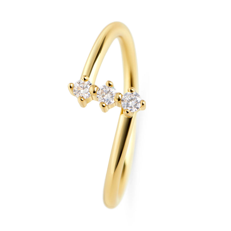 BAGUE MATHILDA II EN ACIER INOXYDABLE ET 3 ZIRCONS | MIA BIJOUX