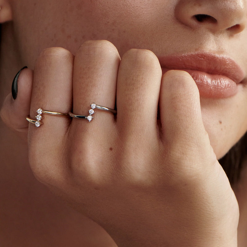 BAGUE MATHILDA II EN ACIER INOXYDABLE ET 3 ZIRCONS | MIA BIJOUX