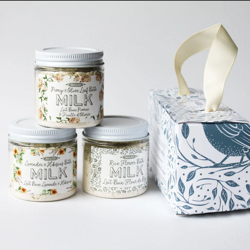 Lait bain trio coffret cadeau – Dot & Lil, hydratant, relaxant et prêt à offrir