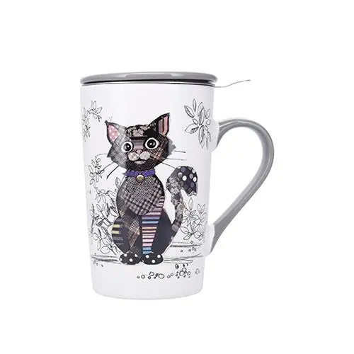 TASSE CHAT NOIR AVEC INFUSEUR ET COUVERCLE