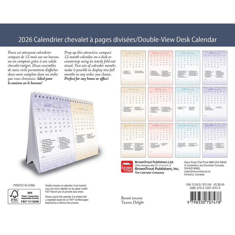 CALENDRIER CHEVALET 2026 MOTIFS