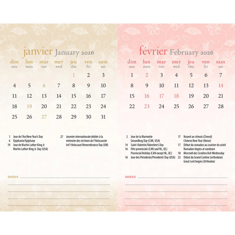 CALENDRIER CHEVALET 2026 MOTIFS
