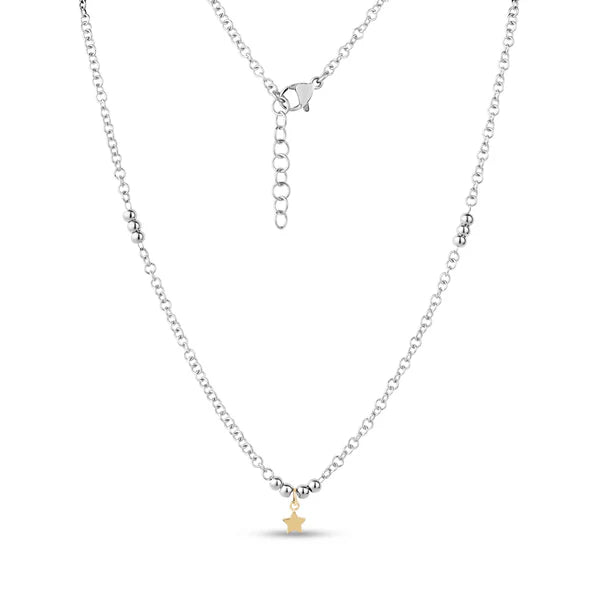 COLLIER PERLES ET ÉTOILE DORÉE