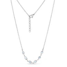 Collier élégant en acier inoxydable avec incrustations de nacre en forme marquise - ARZ Steel