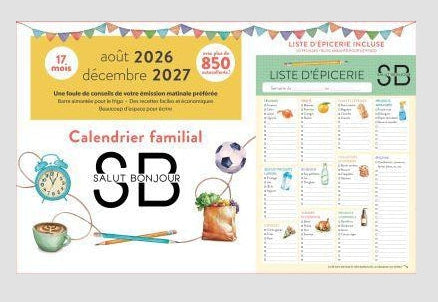 CALENDRIER FAMILIAL ET LISTE D'ÉPICERIE - SALUT BONJOUR