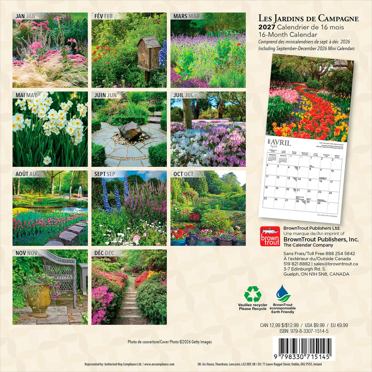 CALENDRIER MINI 2027 JARDINS DE CAMPAGNE