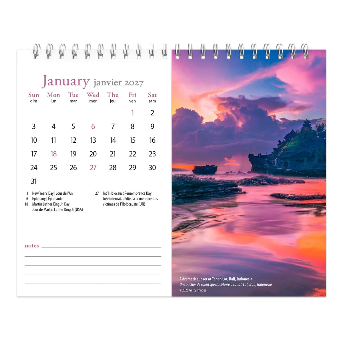 CALENDRIER DE TABLE 2027 PLAGES