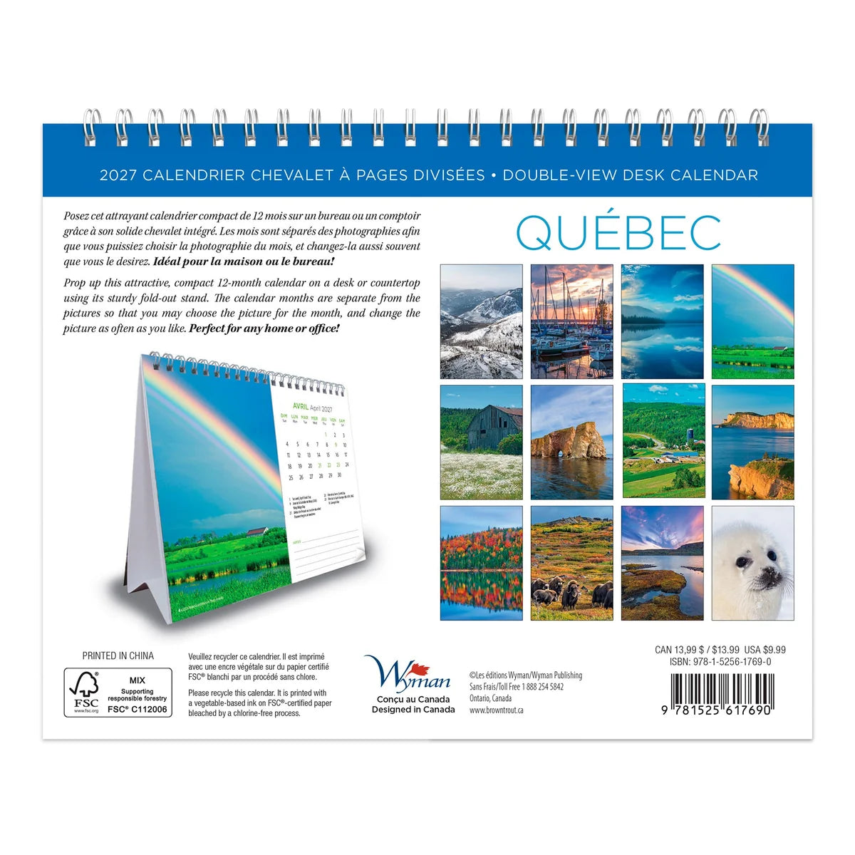 CALENDRIER DE TABLE 2027 QUEBEC