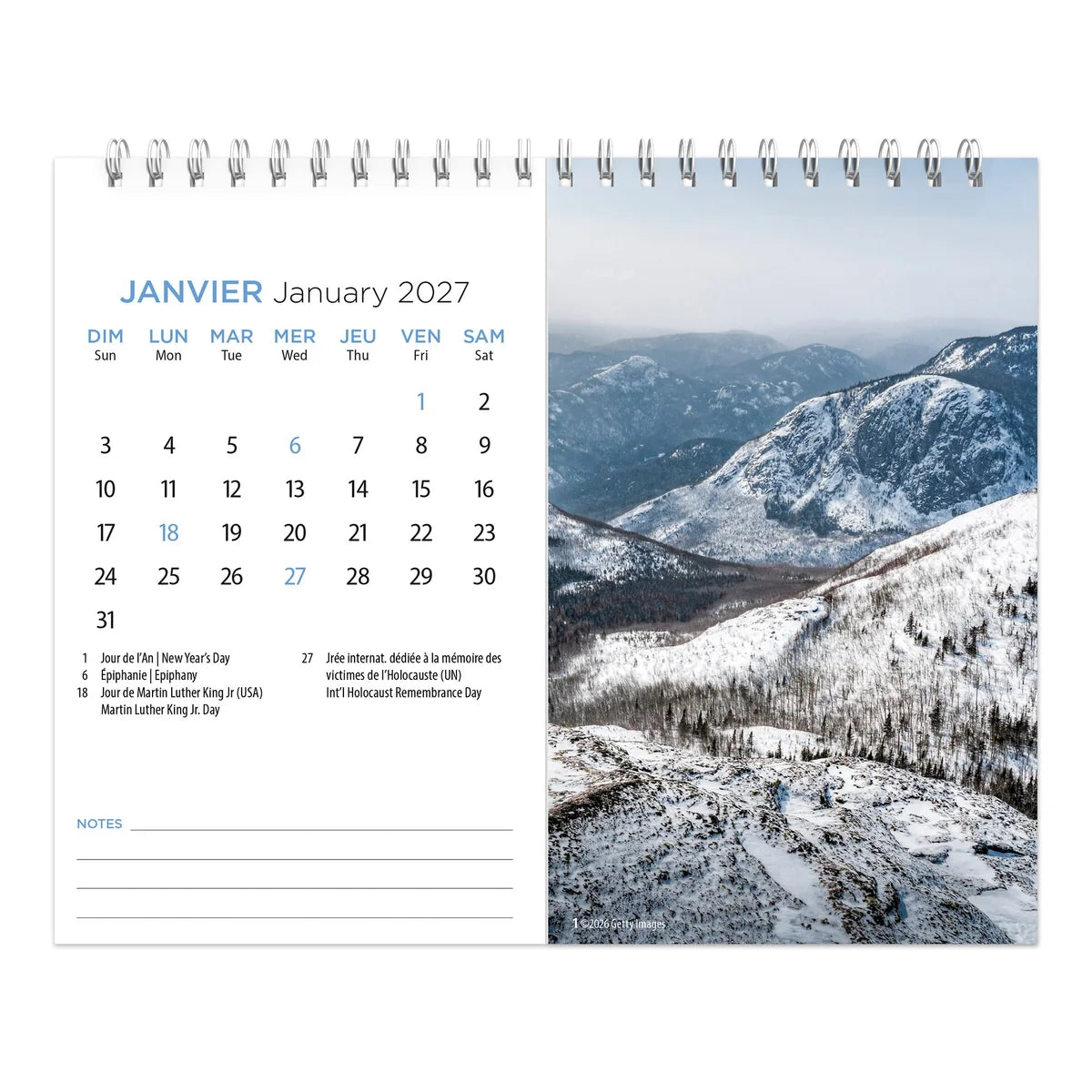 CALENDRIER DE TABLE 2027 QUEBEC