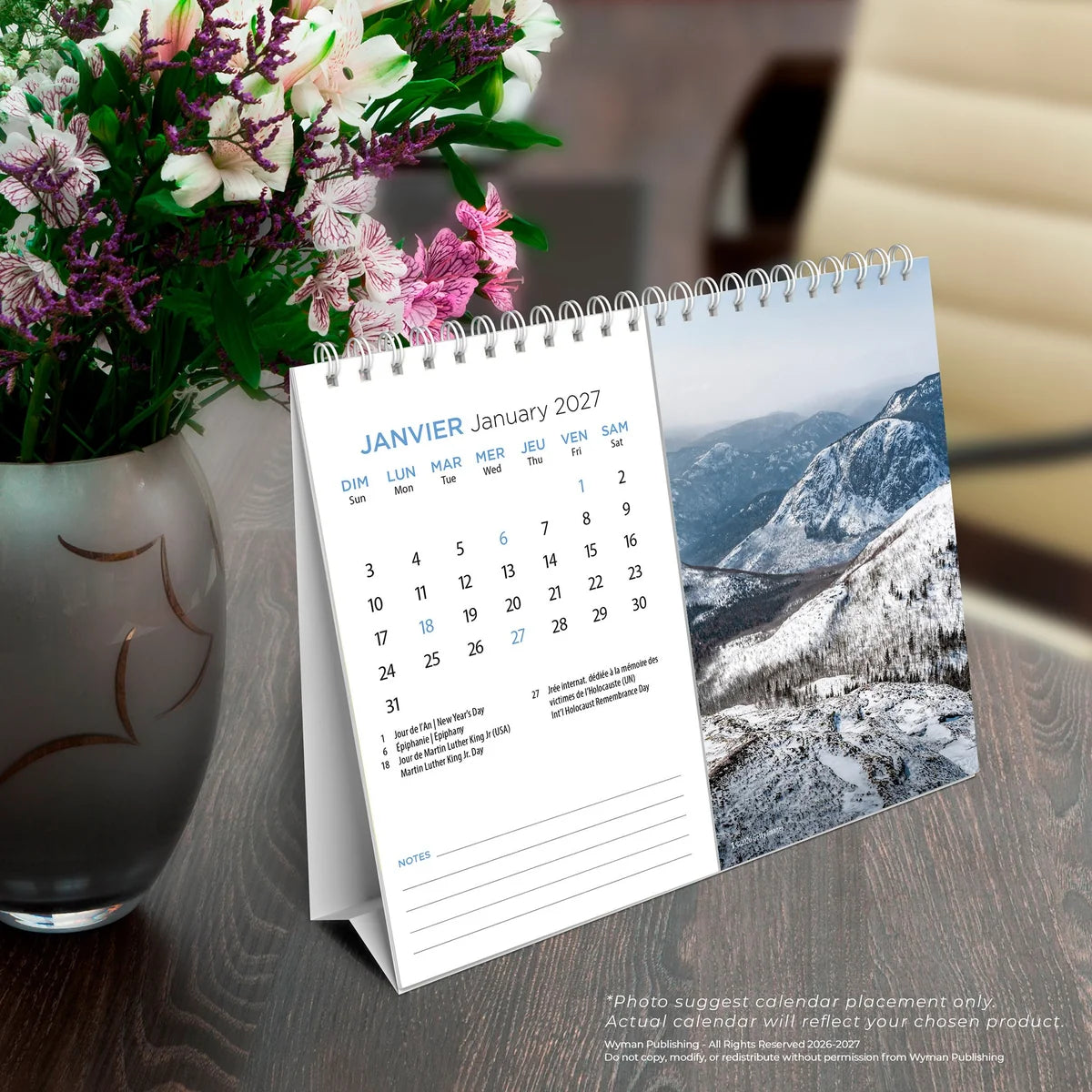 CALENDRIER DE TABLE 2027 QUEBEC