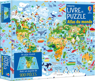 COFFRET LIVRE ET PUZZLE : ATLAS DU MONDE