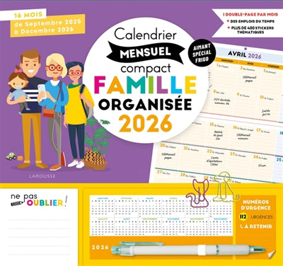 CALENDRIER MENSUEL COMPACT FAMILLE..2026
