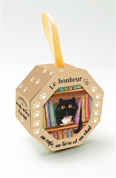 BONHEUR C'EST UN CAFE, UN LIVRE ET UN CHAT - COUPELLE