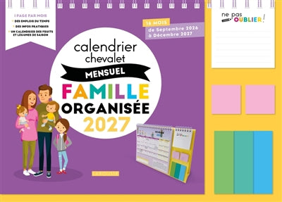 CALENDRIER CHEVALET MENSUEL FAMILLE ORGANISEE 2027