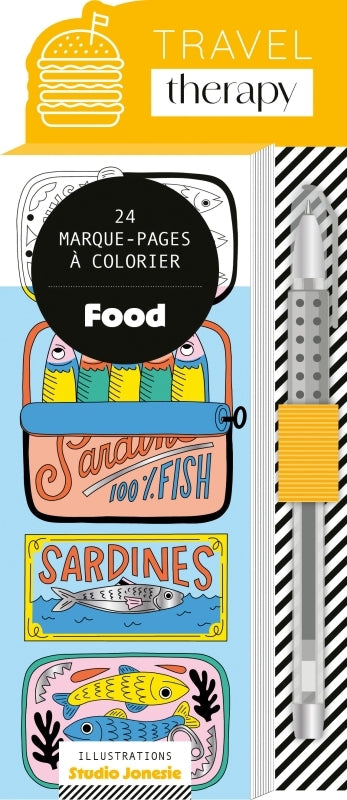 FOOD  24 MARQUE-PAGES A COLORIER (STYLO GEL ARGENT)