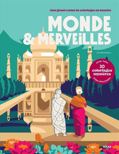 MONDE   MERVEILLES  - MON GRAND CARNET DE         COLORIAGE AU NU