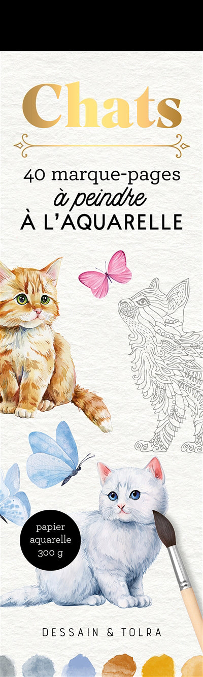 CHATS -40 MARQUE-PAGES A L'AQUARELLE