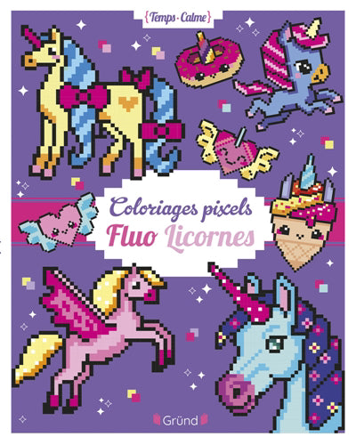 COLORIAGES PIXELS FLUO LICORNES