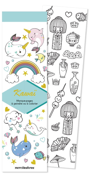 MARQUE-PAGES A PEINDRE OU A COLORIER  KAWAI
