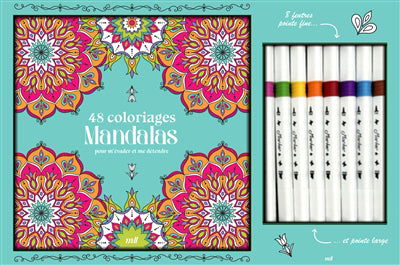 COFFRET 48 COLORIAGES MANDALAS POUR M'EVADER ET ME DETENDRE