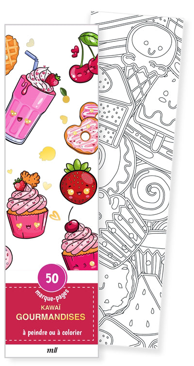 KAWAI GOURMANDISES  50 MARQUE-PAGES A PEINDRE OU A COLORIER