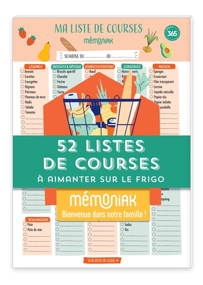 52 LISTES DE COURSES AIMANTE POUR FRIGO MEMONIAK