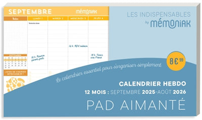 PAD AIMANTE CALENDRIER HEBDO 2025-2026