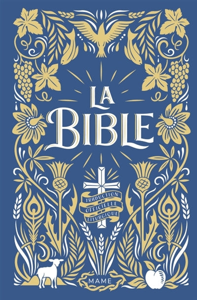BIBLE (RELIEE + JASPAGE FONCEE  BLEU MARINE)