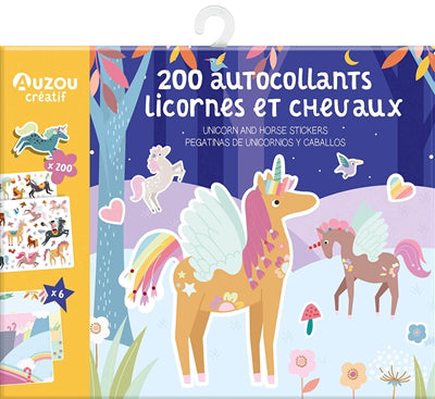 200 AUTOCOLLANTS LICORNES ET CHEVAUX