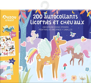 200 AUTOCOLLANTS LICORNES ET CHEVAUX