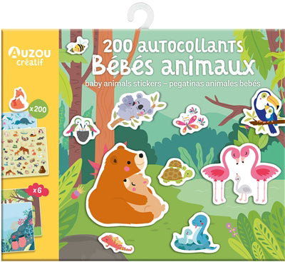 200 AUTOCOLLANTS BEBES ANIMAUX