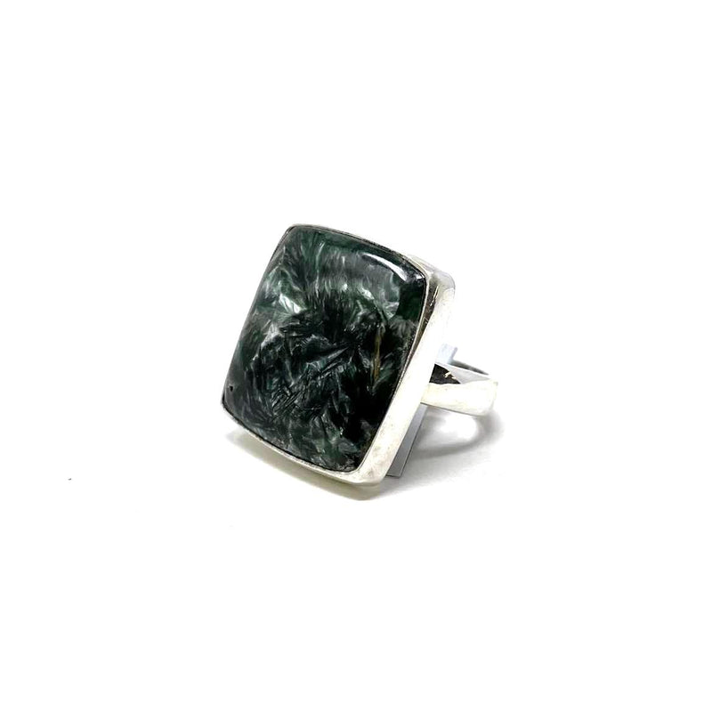 BAGUE SERAPHINITE MONTÉE SUR ARGENT