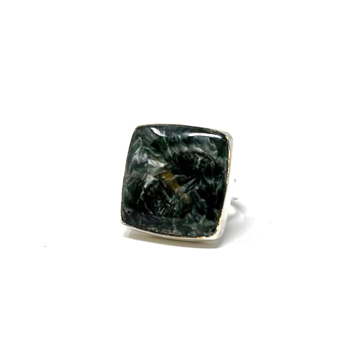 BAGUE SERAPHINITE MONTÉE SUR ARGENT