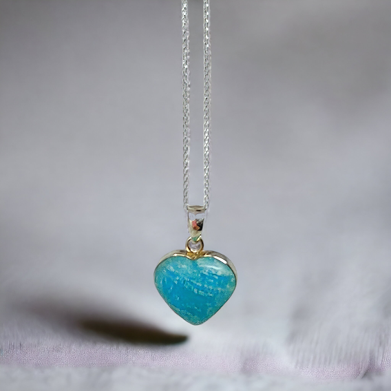 Pendentif coeur amazonite