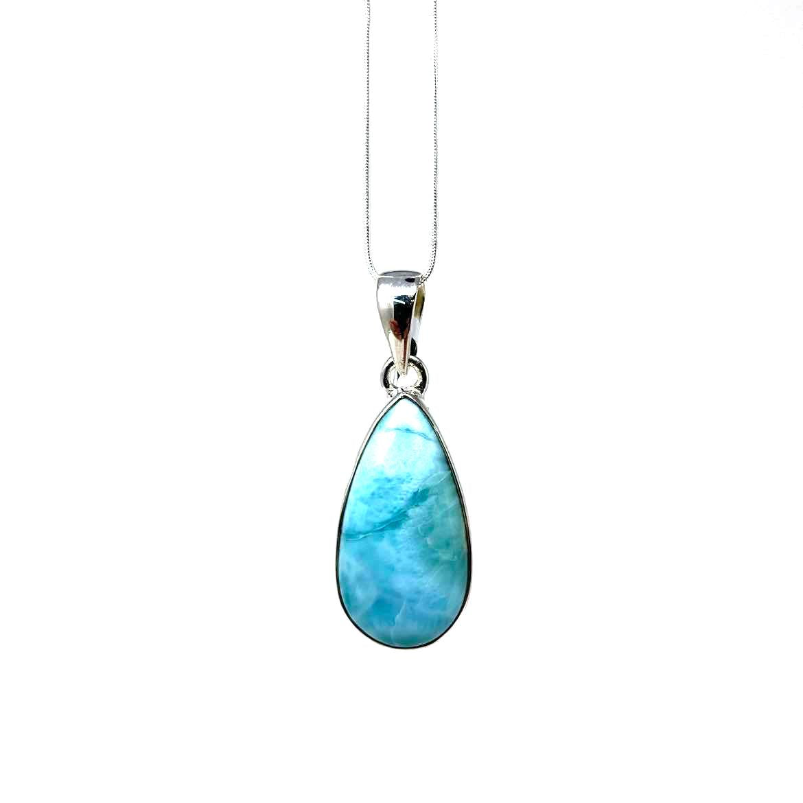 PENDENTIF LARIMAR MONTÉ SUR ARGENT