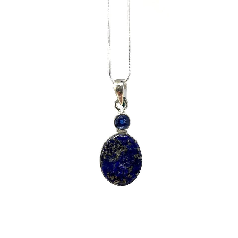 PENDENTIF LAPIS LAZULI MONTÉ SUR ARGENT