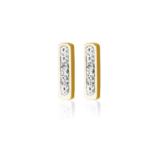 BOUCLES D'OREILLES DROITES EN ACIER INOXYDABLE AVEC ZIRCONS | STEELX