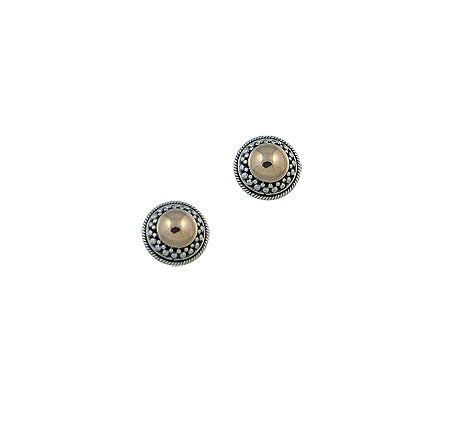 BOUCLES D'OREILLES DE BALI RONDES PETITES EN ARGENT STERLING ET OR | L'AVENTURINE
