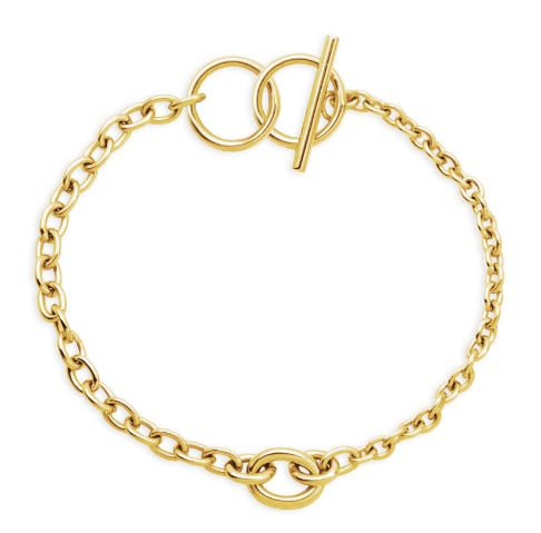 BRACELET EN ACIER INOXYDABLE DORE AVEC FERMOIR EN T | STEELX